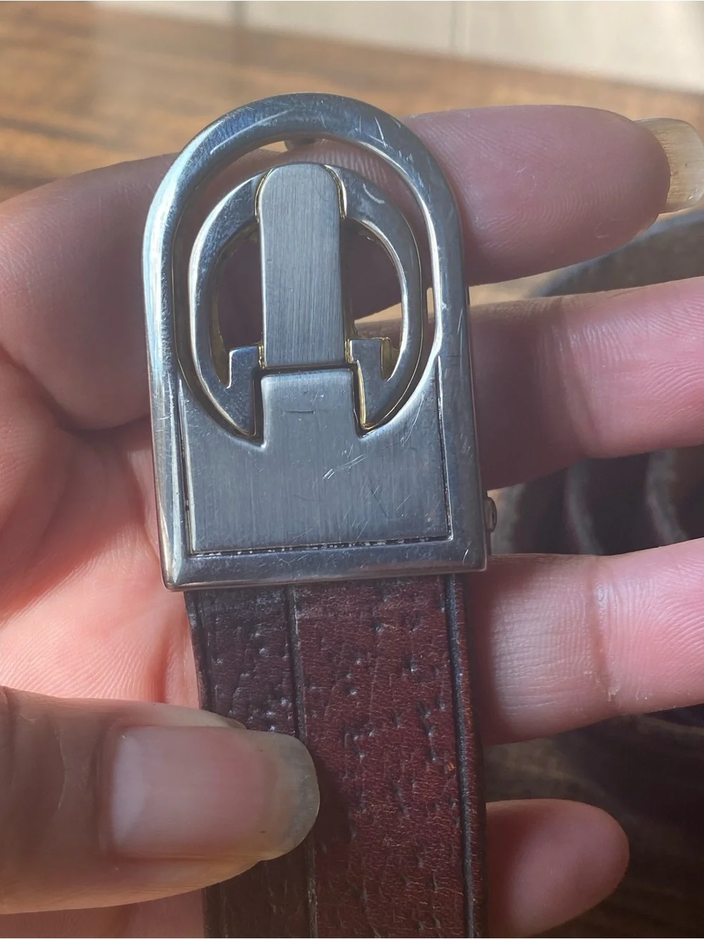 Vintage Handtooled Leather Belt, 34”